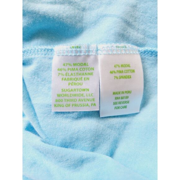 Lilly‎ Pulitzer L Finn Top Long Sleeve Seasalt Blue Fruity Flamingo Size Lg NEW - Picture 5 of 6